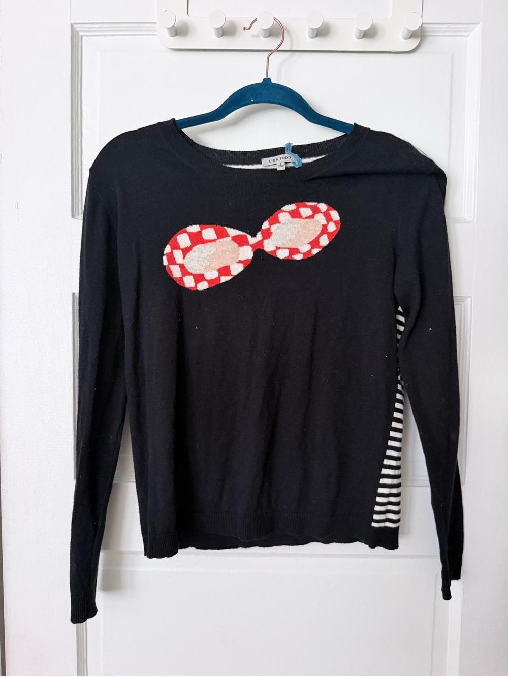 Lisa Todd vintage sunglasses black knit sweater